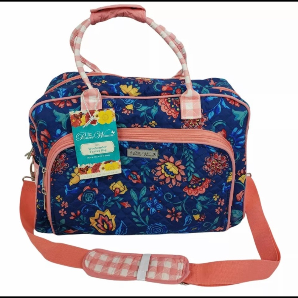 The Pioneer Woman Weekender Bag Mazie Blue Floral Quilted Travel Tote